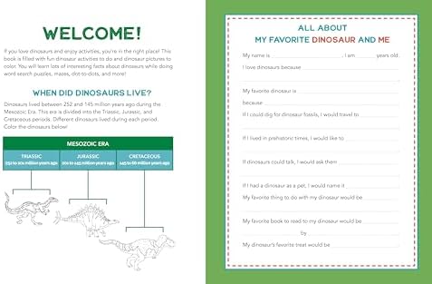 Dinosaur Activity Book for Kids: 70 Activities Including Coloring, Dot-to-Dots & Spot the Difference by Lauren Thompson