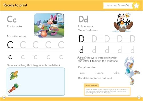 Disney Learning Starting to Read (Ages 3-5): Preschool English Handwriting, Alphabet Workbook for Kids, Curriculum-Based by DK