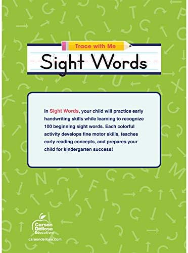 Carson Dellosa Trace With Me: Sight Words Handwriting Workbook for Kids Ages 3+, Sight Words Handwriting Practice for Preschool, Kindergarten, 1st Grade, 2nd Grade, PreK+ Phonics & Writing Practice by Thinking Kids