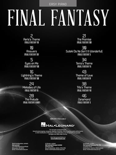 Final Fantasy Easy Piano Songbook | 12 Video Game Sheet Music Favorites Including Aeris's Theme, Zanarkand, Tifa's Theme and More | Hal Leonard Piano Sheet Music for Beginners by Various