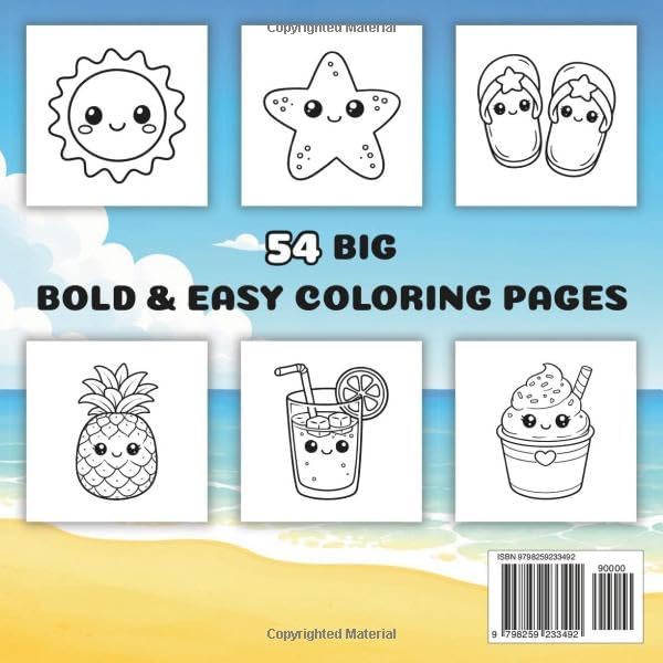 Cute Summer Coloring Book Bold and Easy: Simple Designs for Kids Ages 3–5 | Fine Motor Skills for Small Hands by lumiloo
