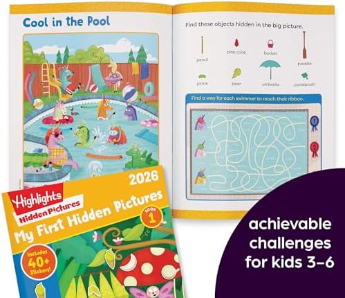 Highlights My First Hidden Pictures 2026 Activity Books for Kids Ages 3-6, 4-Book Set of Travel-Friendly Screen Free Seek and Find Fun with Stickers by Highlights