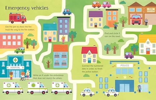 Wipe-Clean Things That Go Activities: A Fun Preschool Activity Book with Vehicles and Animals for Kids (Ages 3-5) (Wipe-clean Activities) by Kirsteen Robson