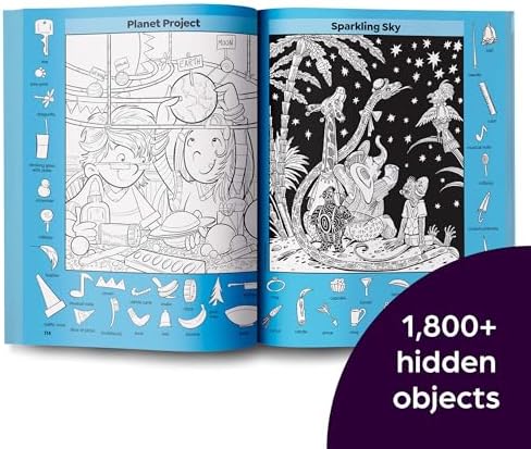 Space Puzzles: Solar System Puzzle Book for Kids 6-12, Fun Space Gift with Activities and Games, Over 100 Puzzles and More Than 1,800 Hidden Objects to Find (Highlights Hidden Pictures) by Highlights