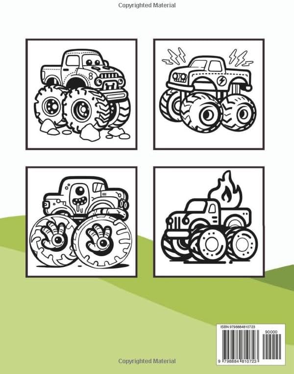Monster Truck Coloring Books For Kids Ages 3-5: 50 Creative Big Wheels Trucks Designs to Fuel Fun and Learning for Toddlers, Boys and Girls by Thunder Rollins