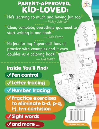 A-B-C Learn to Trace & Write Letters: Preschool Practice Workbook for Kids Ages 3-5 (Preschool Learning Activities) by Edu Play Club