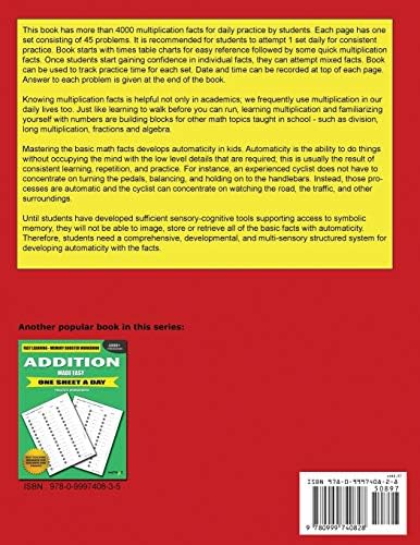 Multiplication Made Easy: Fast Learning - Memory Booster Workbook One Sheet A Day Practice Worksheets by Mathyz Learning