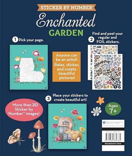 Brain Games - Sticker by Number: Enchanted Garden (24 Images to Sticker): Includes 2 Foil Sticker Sheets to Complete Each Image! by Publications International Ltd.