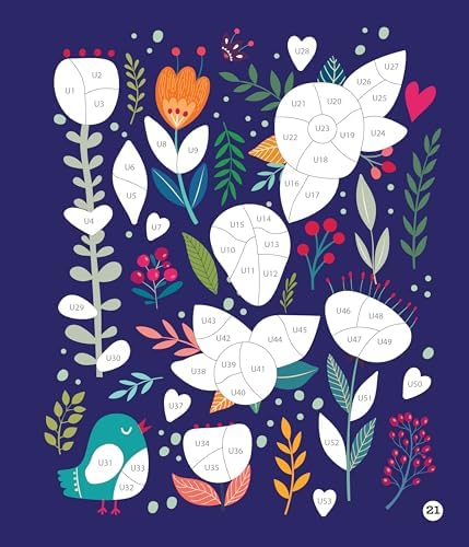 Brain Games - Sticker by Number: Blooms (24 Images to Sticker): Includes 2 Foil Sticker Sheets to Complete Each Image! by Publications International Ltd.
