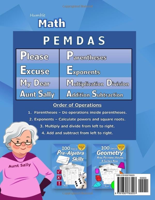 Pre-Algebra: Order of Operations (PEMDAS): Pre-Algebra Practice Problems with Step-by-Step Answers, Middle School Math Workbook - 9th grade - Ages ... – Easy Learning Worksheets - With Answer Key by Humble Math