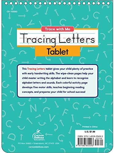 Carson Dellosa Trace With Me Letter Tracing Books for Kids Ages 3-5, Dry Erase Preschool Workbook, Learn to Write the Alphabet With Wipe Clean Handwriting Practice by Carson Dellosa Education