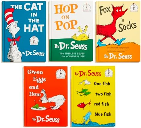 Dr. Seuss's Beginner Book Boxed Set Collection: The Cat in the Hat; One Fish Two Fish Red Fish Blue Fish; Green Eggs and Ham; Hop on Pop; Fox in Socks by Dr. Seuss