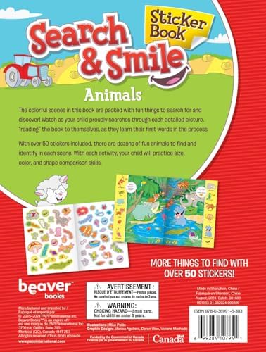 Search and Find Sticker Books for Kids Ages 3-5: Animals - Boost Learning with Hidden Pictures & 50+ Stickers! by PAPP