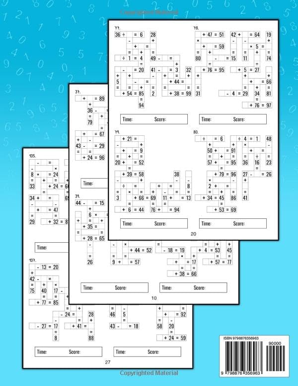 300 Math CrossWord Puzzles: Addition, Subtraction, Multiplication, and Division Puzzles | Criss Cross Challenges for Kids & Adults by Josh Ortiz Martin