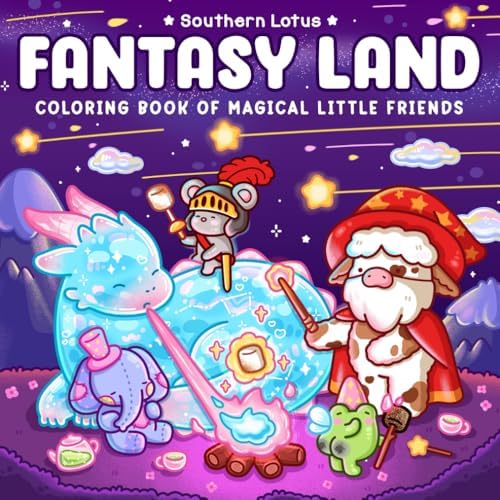 Fantasy Land: Coloring Book for Adults and Teens Featuring Little Friends in Magical World with Cute Cozy Moments and Funny Adventures for Relaxation by Southern Lotus