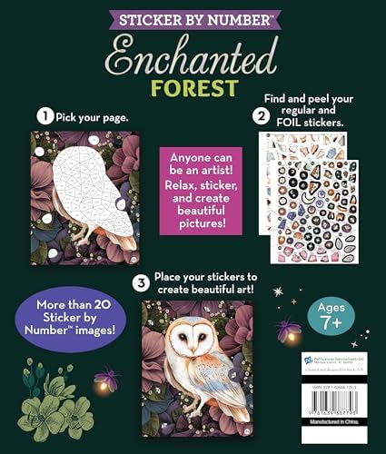 Brain Games - Sticker by Number: Enchanted Forest (24 Images to Sticker): Includes 2 Foil Sticker Sheets to Complete Each Image! by Publications International Ltd.