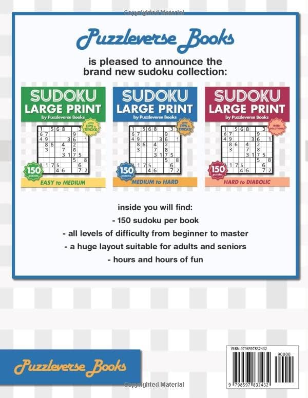 Sudoku Large Print With Tips and Tricks: 150 Medium to Hard Puzzles for Adults & Seniors for Gradually Improving Sudoku Skills, One Per Page (Sudoku Sensei Series) by Puzzleverse Books