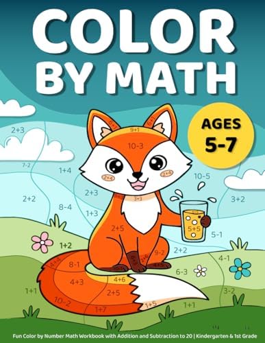 Color by Math for Kids Ages 5–7: Fun Color by Number Math Workbook with Addition and Subtraction to 20 | Kindergarten & 1st Grade by Three Sparrows