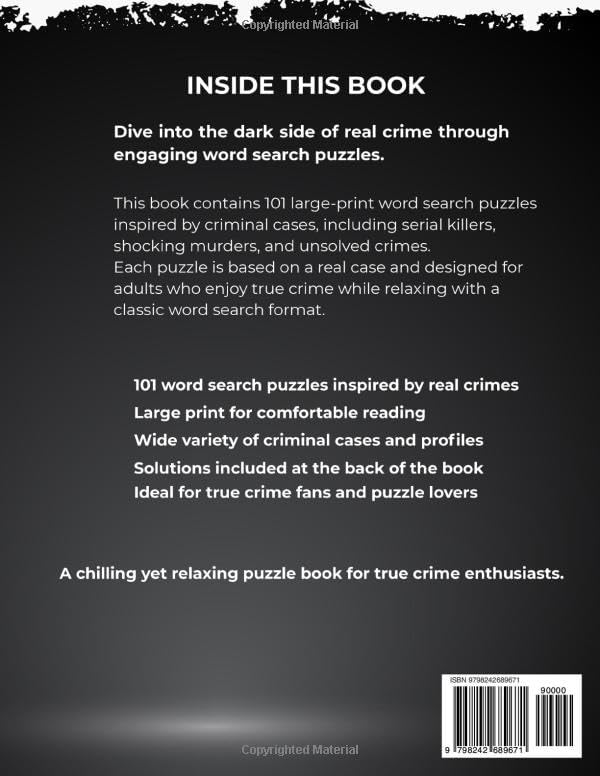 True Crime Word Search: 101 Puzzles Inspired by Criminal Cases by Activity and Entertainment Books