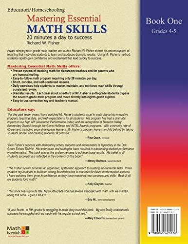 Mastering Essential Math Skills: 20 Minutes a Day to Success, Book 1: Grades 4-5 by Richard W. Fisher