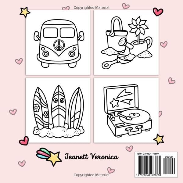 Groovy Summer Coloring Book: Bold and Easy Designs for Adults, Teens, and Kids. Simple, Cute Illustrations with Thick Lines (Bold & Easy) by Jeanett Veronica