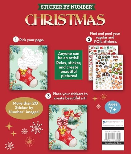 Brain Games - Sticker by Number: Christmas (24 Images to Sticker - Watercolor Tree Cover): Includes 2 Foil Sticker Sheets to Complete Each Image! by Publications International Ltd.