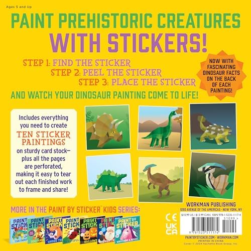 Paint by Sticker Kids: Dinosaurs: Create 10 Pictures One Sticker at a Time! by Workman Publishing