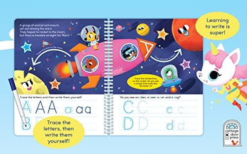 Write & Erase ABC and 123: Wipe Clean Writing & Tracing Workbook Skills for Preschool Kids and Up Ages 3-5: Includes Letter and Number Tracing, Early ... Erase Marker & Bonus Restickable Stickers. by Rufus Downy