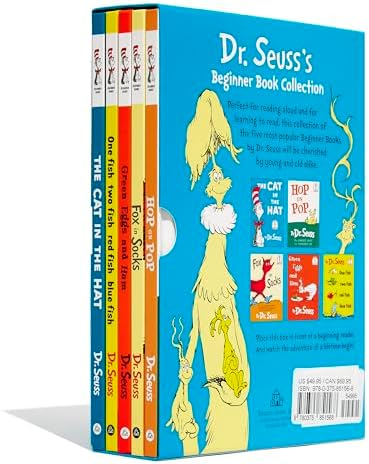 Dr. Seuss's Beginner Book Boxed Set Collection: The Cat in the Hat; One Fish Two Fish Red Fish Blue Fish; Green Eggs and Ham; Hop on Pop; Fox in Socks by Dr. Seuss