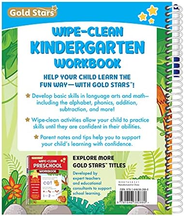 Wipe Clean Preschool Workbook for Kids Ages 3-5: Activities including Early Math, Letter and Number Tracing, First Phonics, Counting, Pen Control and More! Includes Dry Erase Marker by Gold Stars