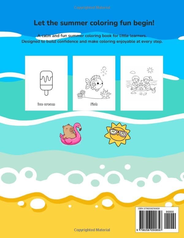 Summer Coloring Book for Kids Ages 3–5: Big & Easy Beach Coloring Pages for Preschoolers with Cute Animals & Fun Summer Scenes by Nina Heynes