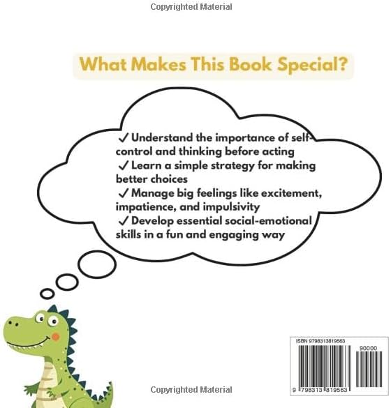 Stop, Think, Go!: Children’s Book about Impulse Control, Emotions and Big Feelings for Kids, Preschool and Kindergarten, Ages 2-6 (Dinosaur Social Skills) by Emily Hartmann