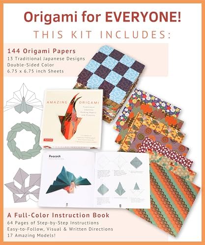 Amazing Origami Kit: Traditional Japanese Folding Papers and Projects [144 Origami Papers with Book, 17 Projects] by Tuttle Studio