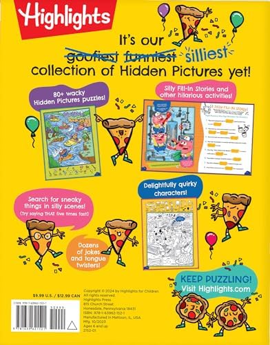Silliest Hidden Pictures Puzzles Ever: Search-and-Find Book for Kids 6 and Up with Over 1,000 Hidden Objects, Road Trip Games, Silly Jokes and Wacky ... for Hours of Fun (Highlights Hidden Pictures) by Highlights