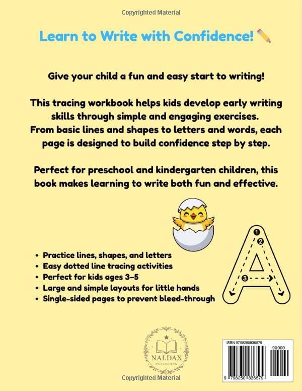 ABC Tracing Book for Kids Ages 3–5: Learn to Write Letters, Trace Lines and Shapes, and Practice the Alphabet with Fun Activities for Preschool and Kindergarten (Naldax Coloring Books for Kids) by Naldax Publishing