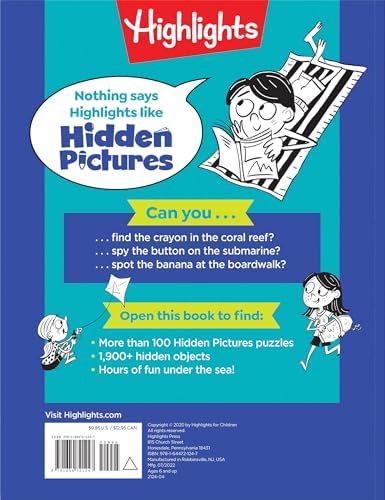 Ocean Puzzles: Over 100 Ocean-Themed Search and Find Puzzles for Kids 6 and Over, Featuring Sea Creatures, Marine Animals, Underwater Scenes and Over 1,900 Hidden Objects (Highlights Hidden Pictures) by Highlights