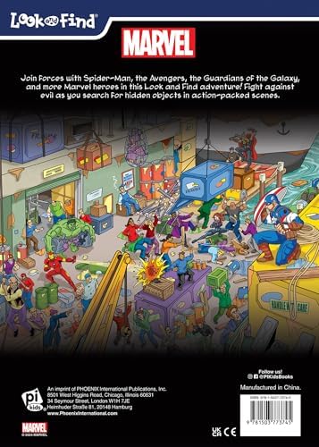 Marvel Spider-man, Avengers, Guardians, and More! - Heroes and Villains Look and Find Activity Book with Stickers - PI Kids by Pi Kids