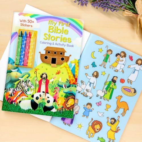 My First Bible Stories Coloring & Activity Book with 4 Crayons and 50+ Stickers (Color & Activity with Crayons) by Editors of Silver Dolphin Books