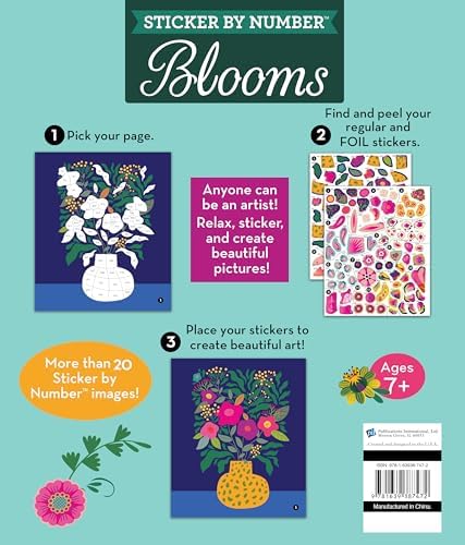 Brain Games - Sticker by Number: Blooms (24 Images to Sticker): Includes 2 Foil Sticker Sheets to Complete Each Image! by Publications International Ltd.