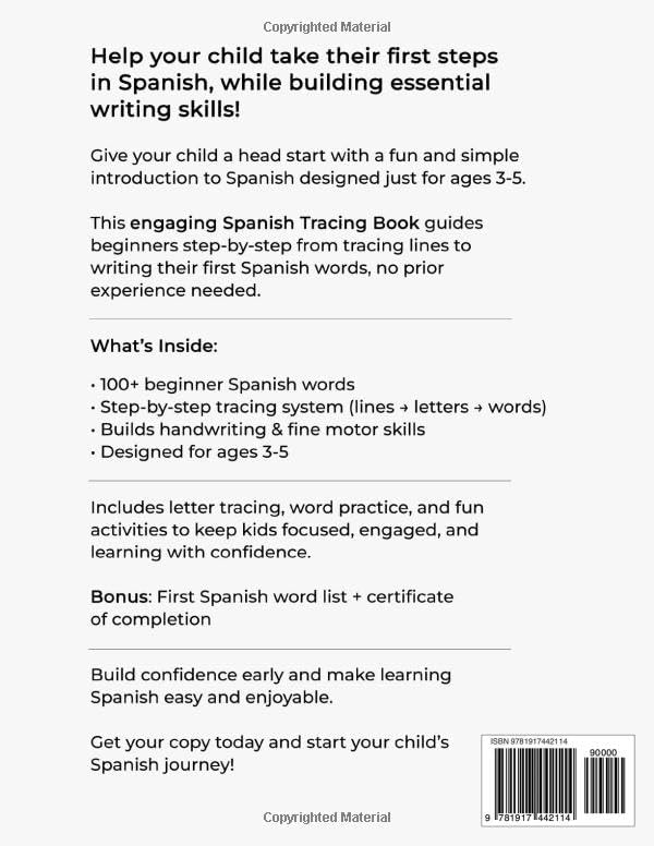 Spanish Tracing Book for Kids Ages 3-5: A Step-by-Step Writing & Vocabulary System for Toddlers — No Spanish Required by Catherine Stephenson