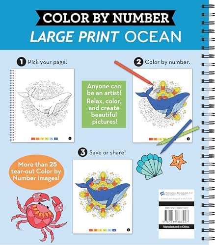 Brain Games - Color by Number - Large Print: Ocean by Publications International Ltd.
