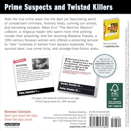 Year of True Crime Page-A-Day® Calendar 2026: Cold-blooded murders, harrowing escapes, chilling mysteries! by Workman Calendars