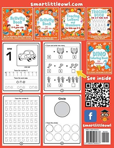Math Activity Book For Preschoolers and Kids Ages 3-5: Tracing Numbers, Counting, Comparing Numbers, Addition, Subtraction, Shapes, and More!: (Gift Idea for Girls and Boys) by Smart Little Owl