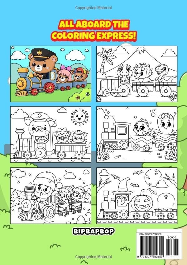 My Trains Coloring Book For Kids: 45 Cute Train Coloring Pages by BipBapBop