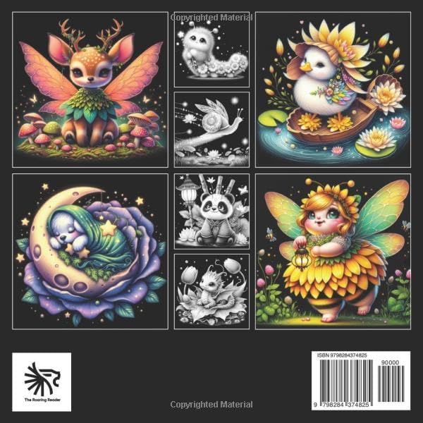 Adorable Fantasy Creatures Black Background Coloring Book for Adults and Teens: Whimsical Coloring Pages Featuring 50+ Unique Cute and Magical Fantasy ... (Magical Creatures and Fantasy Adventures) by The Roaring Reader