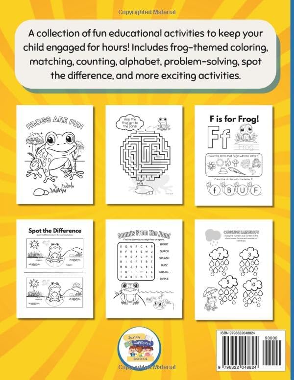 All About Frogs Activity Book for Kids Ages 3-5: 75 Pages of Frog Mazes, Counting, Coloring, Tracing, Matching, Alphabet & Other Educational Activities for Preschool-Aged Children by Nash Dansener