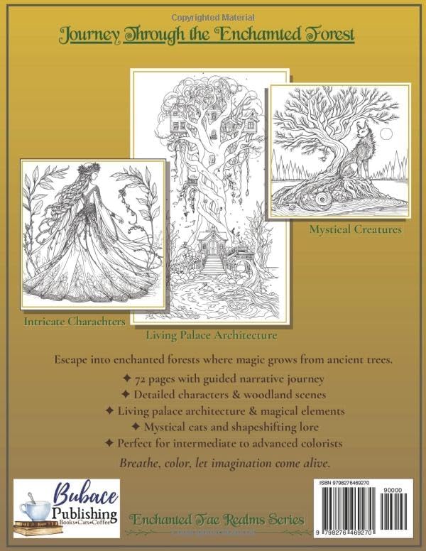 Journey Through the Enchanted Forest: Stress Relief Adult Coloring Book: Fantasy Forest Realm of Fairies, Enchanted Palaces, and Nature for Calm and Mindful Creativity (Glimmerveil) by Bubace Publishing