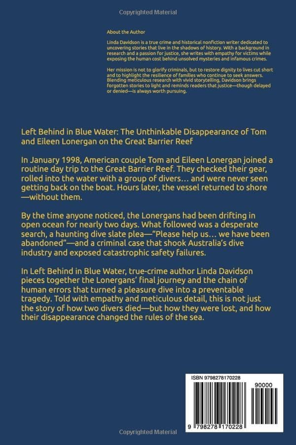 Left Behind the Blue Water: The Unthinkable Disappearance of Tom and Eileen Lonergan on the Great Barrier Reef (Vanished Under the Waves: True Crimes at Sea) by Linda Davidson