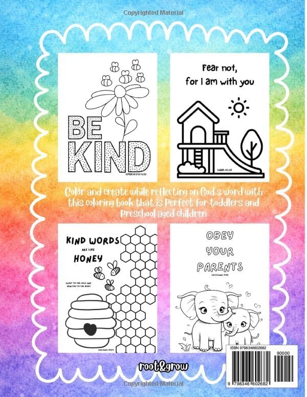 Bible Verse Coloring Book: Over 50 Coloring Pages With a Bible Verse on Each Page For Toddlers and Younger Children by Root & Grow