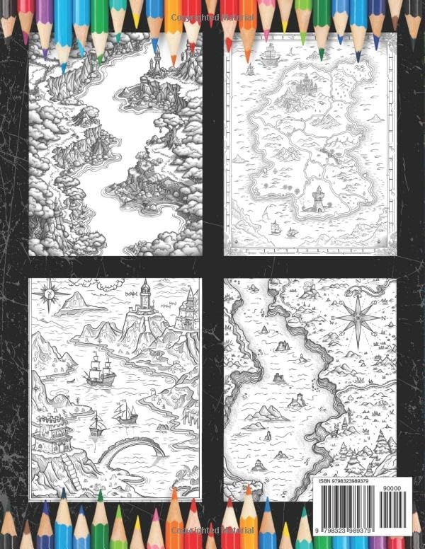 Fantasy Maps Coloring Book: Navigate and Color Your Adventures | Fantasy Gaming and Escaping Into a World of Artistic Imagination by ColorQuest Collections